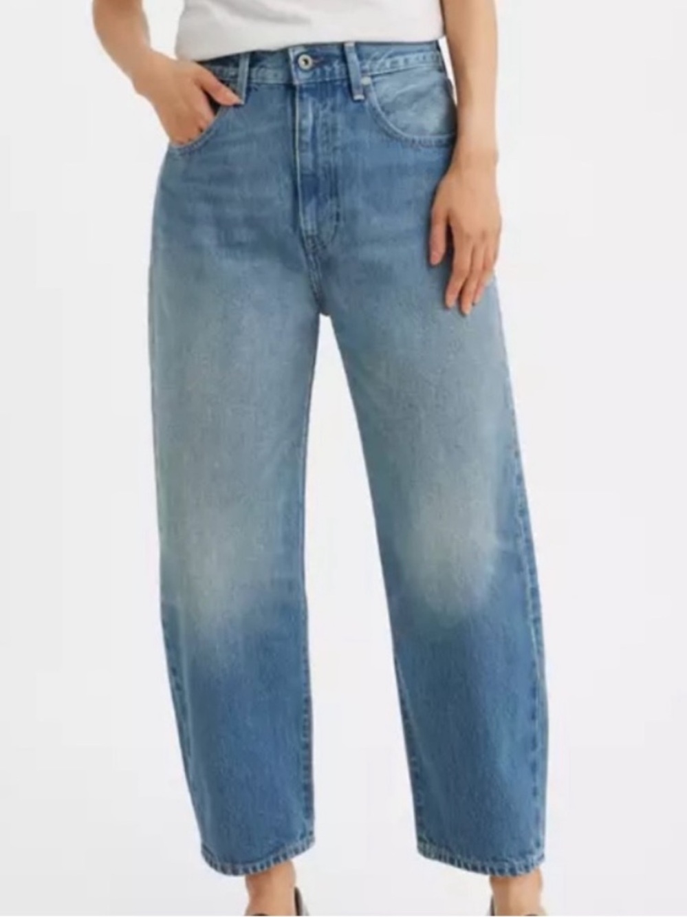 Levi's 24 Jeans Made & Crafted Barrel Crop relaxed Medium Wash 100% cotton NWT